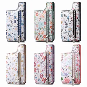 Multi-Functional Phone Card Holder Stand with 4 Card Slots and 2 Cash Compartments, Colorful Wallet Sleeve Compatible with Most Phones