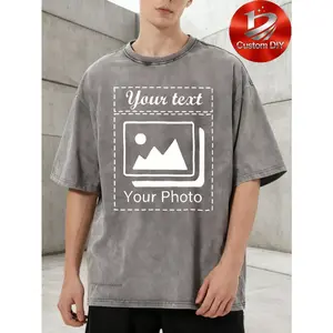 Custom Photo Personalized T-Shirt - 100% Thickened Soft Breathable Washed Fabric, Unisex Crew Neck Short Sleeves, Custom Text/Photo/Design, Machine Washable, Upload Your Own Pictures, Customized
