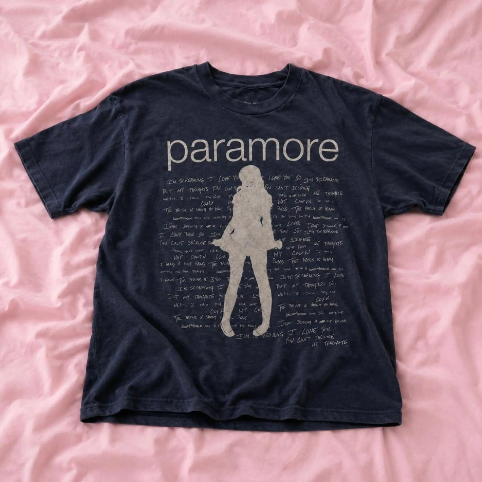 Vintage Paramore Hayley Williams Silhouette T-Shirt - Retro Emo Rock Band Lyrics Washed Graphic Tee, Alternative Pop Punk Aesthetic Shirt, Unisex Vintage Graphic Tees Gothic Grunge Y2K Emo Scene Amity Affliction Style Clothes Men Women Streetwear Summer