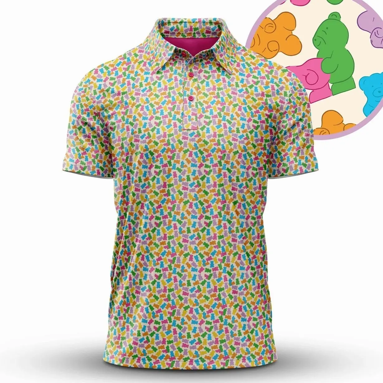 Funny Golf Polo � Performance Moisture Wicking, Wacky Design, Men's Shirt, Best for Hot Weather � Geometric Pattern All Over Print Polo
