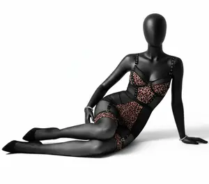 Leopard Print Contrast Mesh Underwire Slips With Thong