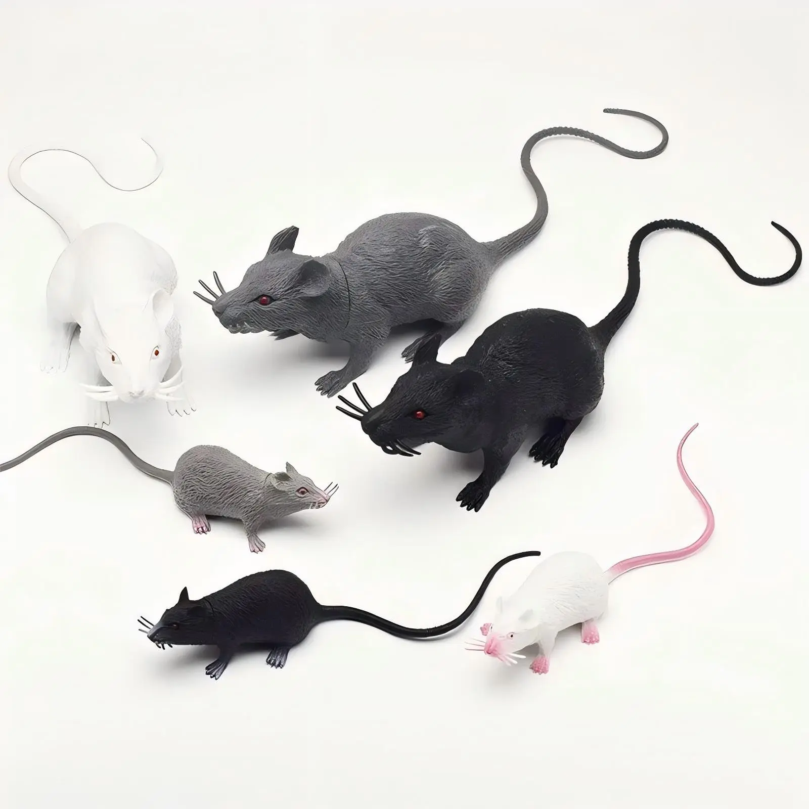 Fake Rat Prank Stuff - Plastic Mouse Halloween Decorations 6 PCS Realistic Rubber Mice for April Fools Tricks