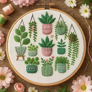 Beginner Embroidery Kit, Elegant CrossStitch Set, Two Styles Available, Plant Design, DlYCraft Supplies, includes Cloth, Thread, Needle
