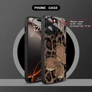 This cool gold leopard print butterfly phone case features a skin-friendly feel, a glass-like texture, and a white gloss finish. It's compatible with iPhone 17, 16, 15, 14, 13, 12, 11, and Samsung models. A perfect gift for friends or family.