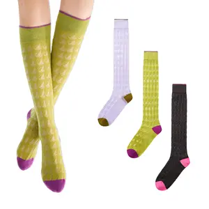 Gaoso Women's Calf Socks 3 Pairs Breathable Mesh Cut-Out Knee High Boot Socks Fashion Colorful