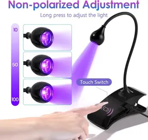 AORAEM 3W Gooseneck UV LED Nail Lamp with Touch Switch, 3 Timing Settings for Gel Nail Home DIY and Professional Nail Polish Use Manicure Drying