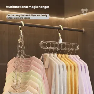 9-Hole Clothes Hanger Home Storage Rack, Multifunctional hook hanger,Trendy Foldable Hanger, Rotatable Clothes Hanger, 360 Degree Rotating Hook, Space-Saving Design for Closet Organization