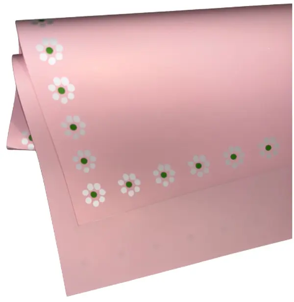 Pink Single Sided Flower Boarder Bouquet Wrapping Paper