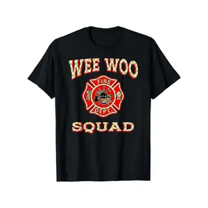 WEE WOO SQUAD Funny Firefighter Badge Marshal Fire Truck T-Shirt y2k  outfits  men time  tee  shirt  backwards demon slayer  merch double print oversize lightweight acid valentine gift cadena  mr  stiven graphic tee men's t shirts