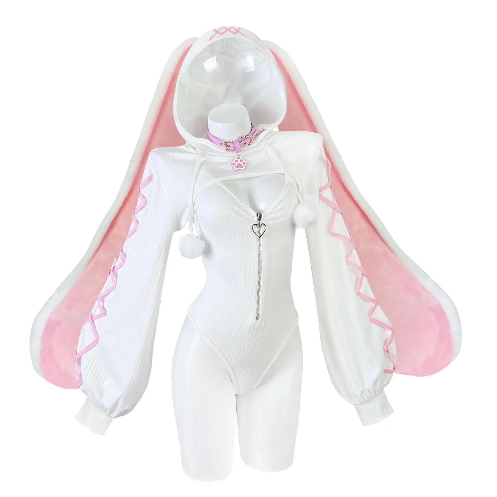 KORURACLUB Women Bunny Jumpsuit Heart Lock Party Outfit KORURACLUB Women Bunny Jumpsuit Heart Lock Party Outfit