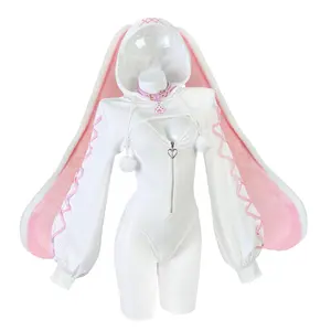 Koruraclub Valentine's Day Heart-Lock Floppy Bunny Jumpsuit Cosplay KO103 Outfit Womenswear Comfortable Fit Minimalist Grey Basic Cosplay Clothes