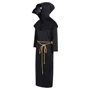 Adult Medieval Doctor Costume for Men, Halloween Themed Party, Includes Eagle Beak Mask and Hooded Robe, Essential for Cosplay and Escape Room Events