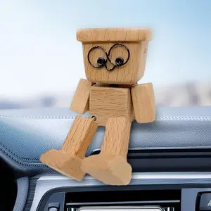 Shaking Wooden Man Figurine, Charming Little Wooden Figure That Sways, Handmade Shaking Feet Little Man, Funny Interior Car Ornaments For Car Dashboard, Car Desktop Decor