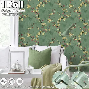 Vintage Floral Wallpaper Roll, Spring Aesthetic Wall Paper, Valentine's Day Decor, Self-Adhesive Vinyl Sticker, Living Room, Bedroom, Bathroom