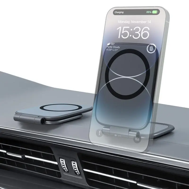 Universal Magnetic Car Phone Mount - Foldable Anti-Shake Holder for Secure Hands-Free Use in Tesla & All Vehicles