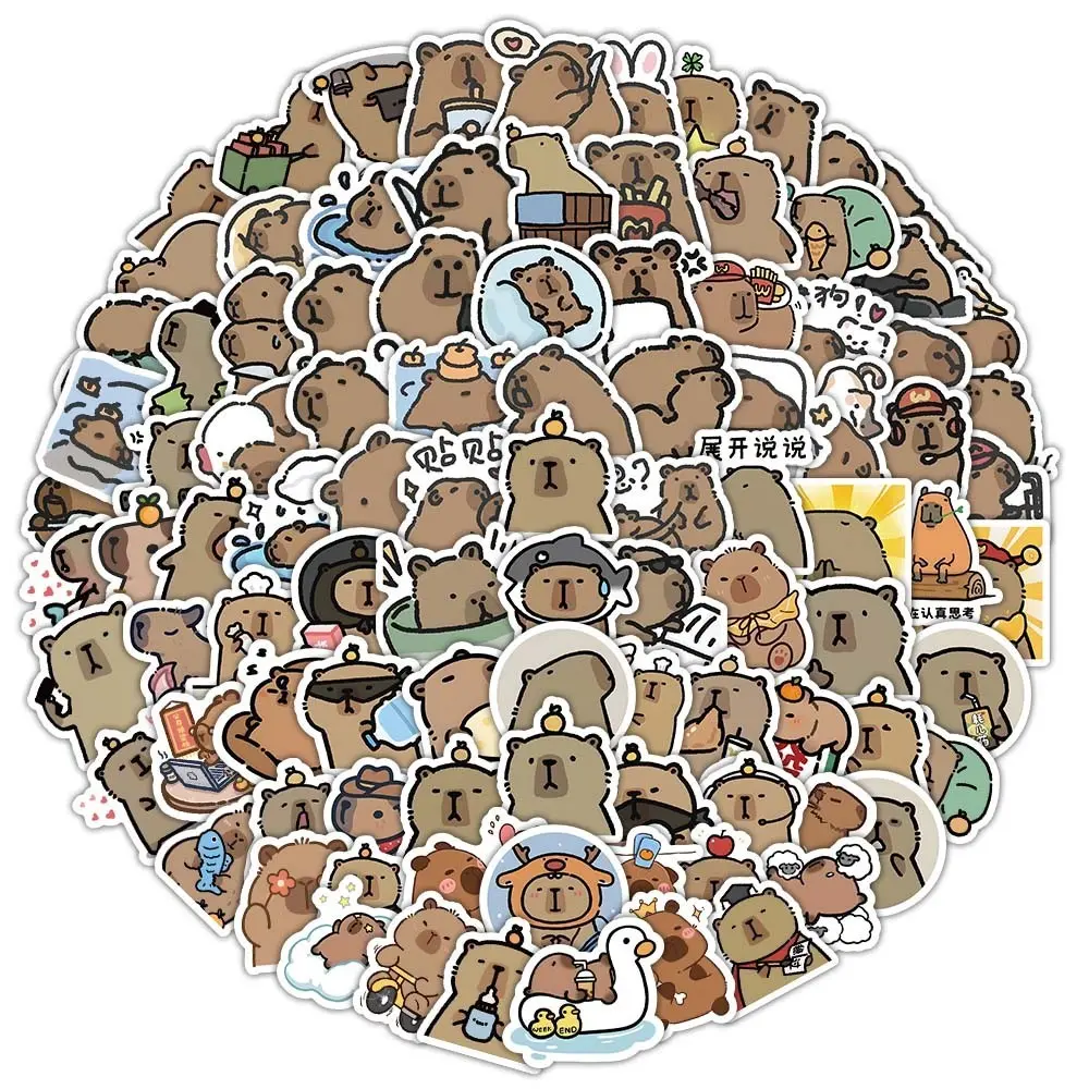 100PCS New Style Cute Cartoon Capybara Graffiti Stickers for Helmet Bicycle Hand Account Pencil Case Decals LanLanStickersWorld