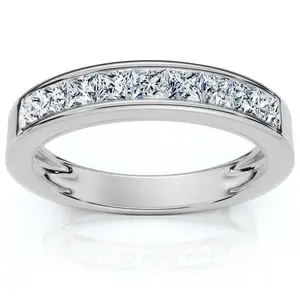 1/2Ct Princess Cut Diamond Wedding Ring 14k Gold Channel Set Lab Grown