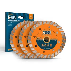 4-1/2 Inch Diamond Cutting Blade, Turbo Rim for Angle Grinder Circular Saw Cutter Wheel Dry Wet for Masonry/Concrete/Brick/Stone, 7/8"-5/8" Arbor (115mm, 3 PCS)