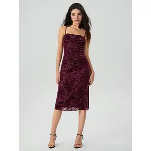 Cider [4 colors, size 0-10] Mesh Ruched Square Neck Floral Maxi Dress