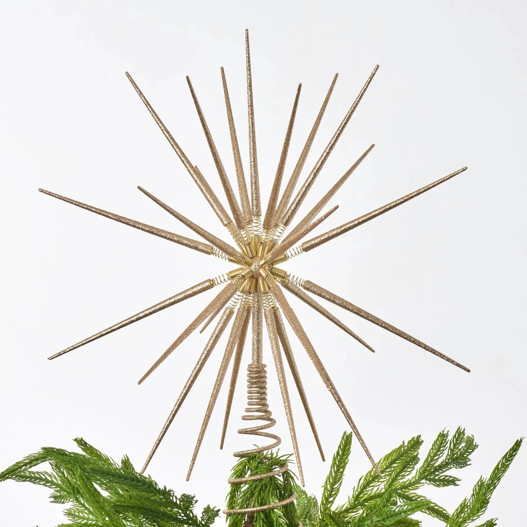 Gold or Silver Twinkling Glitter Sunburst Sputnik Christmas Tree Topper Star