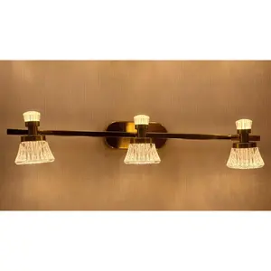 Château Bloom Vanity Light Mirror Gold & Fluted Crystal Series