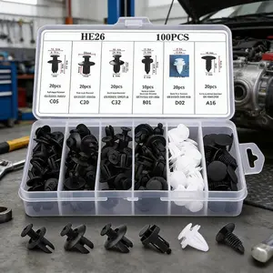 HE26 100pcs Universal Expansion Screw Clips Set for Automobiles Mudguard Leaf Plates Door Panel Clips C05 C20 C32 B01 D02 A16 Car Accessories