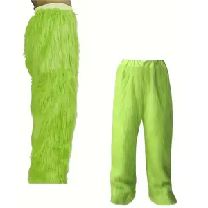 Men’s Halloween costume: green monster pants, furry adult suit, Christmas outfit