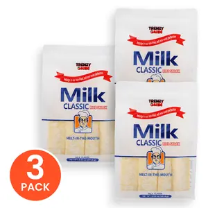 Trenzy Gahm Milk Classic Rice Snack Creamy Milk Flavor Crispy Snack Individually Wrapped Melt In The Mouth Crunchy Korean Rice Cake Treat Ricecakes 3 Bag Bundle Large Size 24 Pieces Per Bag 240g
