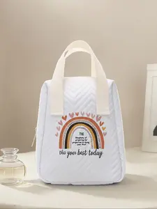 Rainbow Pattern Reusable Women's Handbag, Cosmetic Storage Bag with Compartments, Ideal for School, Work, Travel, Business Trips