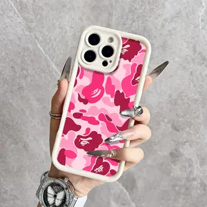 Pink Camouflage Delight for phone case, compatible with iPhone 17 Pro Max, 16 Pro Max,15 Pro, 14, 13, 12, 11, XR, XS Plus, SE, Mini. Made from soft TPU shock-resistant silicone material, this stylish street-style gift is perfect for any occasion.