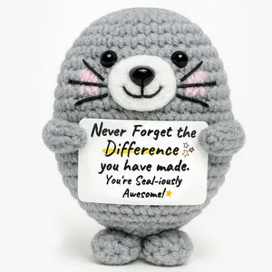 Handmade Positive Crochet Seal with Appreciation Message Card – Emotional Support Gift for Friends or Coworkers, Adorable Seal Design