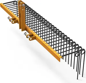 YITAMOTOR 72" Pine Straw Rake Durable Powder Coated Steel Steel Spring Landscape Rake Attaches to 3 Point Hitch for Tractor Category 1 Category 0, Yellow