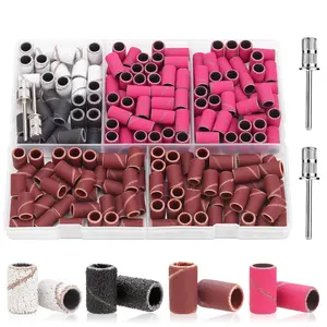 190-Pcs Sanding Bands & 2-Pcs Drill Bits Set - 80/120/180/240 Grits Electric Nail Tool for Acrylic Gel Manicures, Pedicures (Beauty & Personal Care Nail Care Accessory)