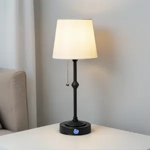 Cordless Lamp Battery Operated Table Lamp 5200mAh Rechargeable Stepless Dimmable Small Touch Bedside Lamp with Fabric Shade for Dining Patio Bathroom