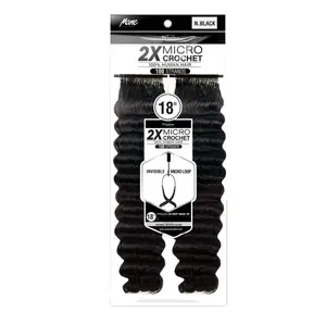 Mane Concept Human Hair Crochet Braids Pristine 2X Micro Feather Crochet 3A Deep Wave 18"(110g/100 Strands)