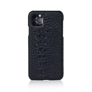 Black Faux Crocodile iPhone Case