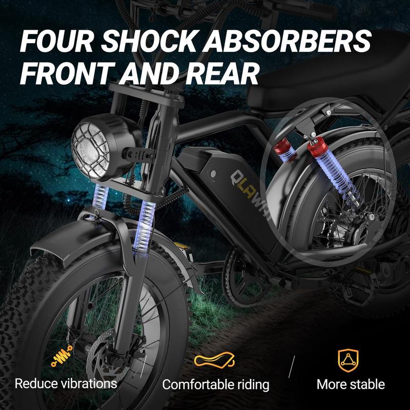 su8-01 Electric ebike |PeakPower 1500W | Full Suspension | TopSpeed 31 MPH | Range 40-70 Miles 48V 18Ah Removable Battery| 2-Seater Design | LED Headlights | 20Inch All-Terrain Fat Tires |UL 2849Certified ebike ebike e bikes bicicleta electrica speed
