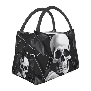 Lunch box, lunch bag, reusable portable insulation bag, insulation bag,skeleton pattern, suitable for outdoor camping, work, school, fitness