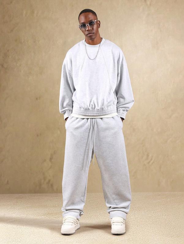 Men's Grey Sweatpants Casual Embroidered Joggers for Daily Wear Gym Street Style basic outfits outdoor outfits streetwear outfits baggy pants