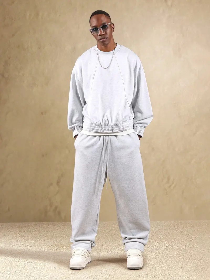 Men's Grey Sweatpants Casual Embroidered Joggers for Daily Wear Gym Street Style basic outfits outdoor outfits streetwear outfits baggy pants