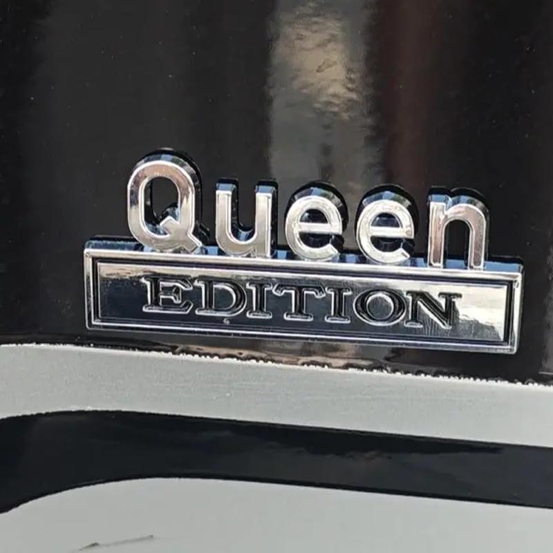Queen Edition 3D Emblem Sticker, Badge Durable Metal Construction Funny Decals for Car Truck SUV Motorcycle Universal Fit Easy Peel and Stick Installation(Black White,Queen)