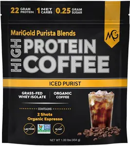MariGold High Protein Coffee - Iced Purist Flavor - 1 Lb Bag