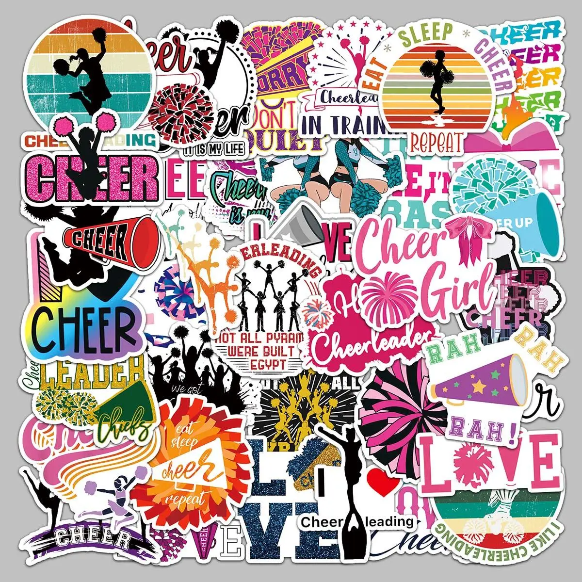 Cartoon Cheerleading Girl Pattern Decorative Sticker, 50pcs Creative Decorative Graffiti Sticker for DIY Craft, Decorative Sticker for Stationery Computer Water Bottle Skateboard, Sticker Packs, Fun Stickers, Aesthetic Stickers, Decal Sticker