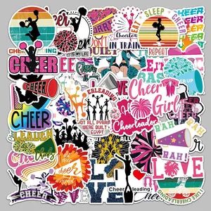 Cartoon Cheerleading Girl Pattern Decorative Sticker, 50pcs Creative Decorative Graffiti Sticker for DIY Craft, Decorative Sticker for Stationery Computer Water Bottle Skateboard, Sticker Packs