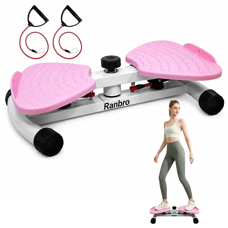 Ranbro Waist Twist Machine - Silent Twisting Board with Wide Ft Design, Double Non-Slip Sturdy Base, 330lbs Capacity, Resistance Bands, Stomach Workout Equipment for Abs at Home, Rotary Training Functional Gear for Flat Tummy Workouts, Workouts For Flat T