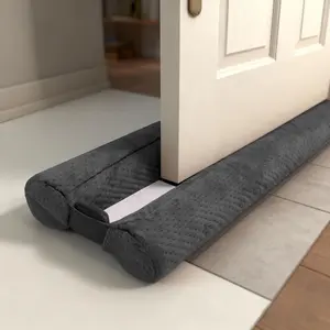 Adjustable 30'' to 36'' Grey Under Door Draft Stopper - Double-Sided Windproof Noise Blocker Gap Filler, Weather Stripping Seal for Door and Window