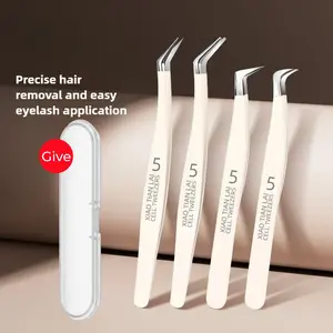 1/4pcs with travel storage box false eyelash tweezers professional grafting full set of tools golden feather clip beginner eyelash artist special high precision