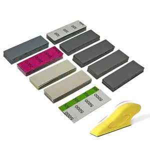 Detail Sander Paper Kit 90 count Wet Dry Sandpaper (Grit 320 to 5000),3.5"x 1"Hand Sanding Block with Hook and Loop Sanding Strips for Craft,  and Small Space Sanding Works