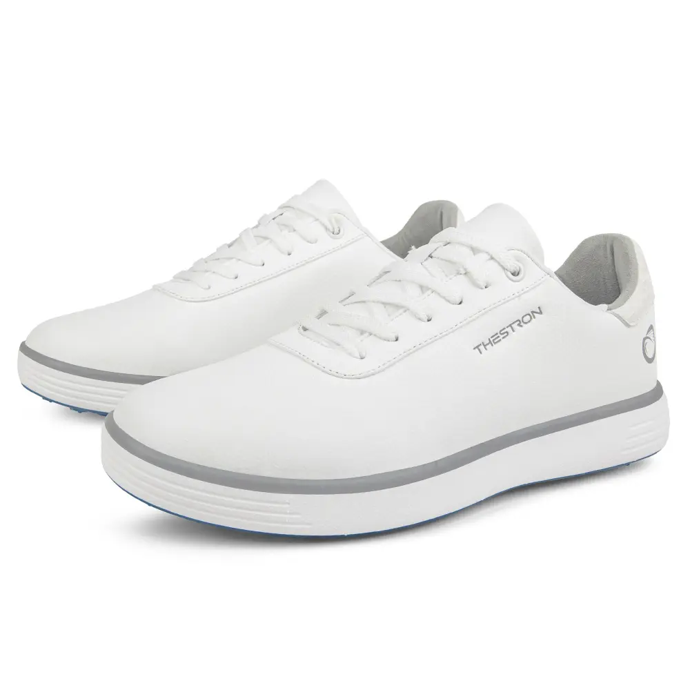 THESTRON B01 Men's Golf Shoes, Comfortable Plain White Casual Trainers with Laces for Sport and Everyday Wear, Laces Casual Trainers, Sports Shoes