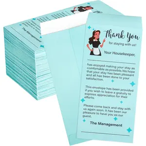 100Pcs Self Adhesive Housekeeping Tip Envelopes Bulk for Hotel Motel Coin Seed Money Gratuity Key Cards Saving Check 6.6 X 3.15inch